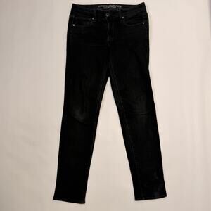 American Eagle Jeans Womens 4 Black Skinny Mid Rise 360 Super Stretch Denim